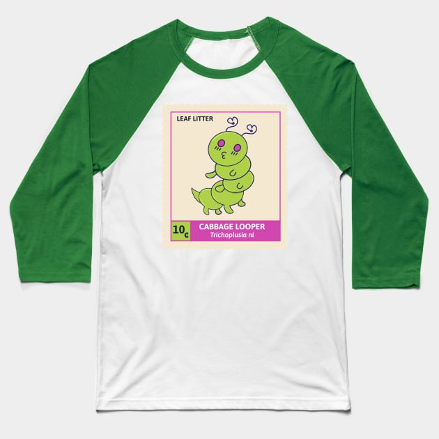 Kawaii Cute Grub, Cabbage Looper - Stamp Collection, Grub Baseball T-Shirt by vystudio